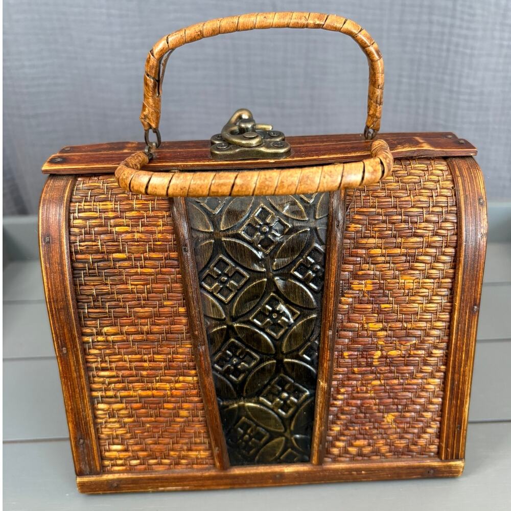 Vintage Wicker Box Purse Handbag - Picture 1 of 7